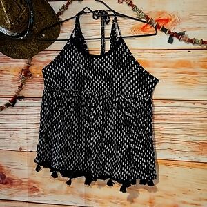 GENTLY PRELOVED "a.n.a. A New Approach" Stylish Tie Neck Tank Top wTassels! Sz M